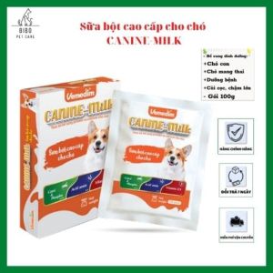 Sữa bột cao cấp cho chó Canine Milk hỗ trợ tiêu hóa tăng sức đề kháng cho chó con chó còi cọc chậm lớn thơm ngon dễ uống gói 100g