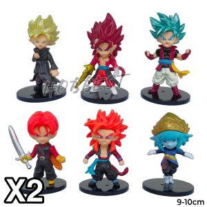 Action Figure DRAGON BALL SUPER Chibi isi 6 pcs - Miniatur Topper Kue Pajangan Mainan Cell Frieza Vegito Zamasu Trunks