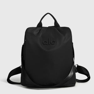 Korean Simple Alo Embossed Logo Backpack Portable Top Handle Waterproof Nylon Women Daily Shopping Gym School Backpack