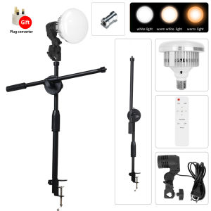 New E27 LED Bulb Selfie Light with Desk Clip Stand Dimmable Photography Lights Photo Studio Soft Lamp Daylight Bulb Kit Softbox