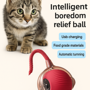Intelligent Self‑Rolling Cat Ball Toy with Rope Teaser Rechargeable USB‑C Durable Pet Entertainment Ball