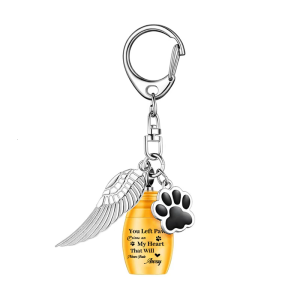 Wingeds vật nuôi đài tưởng niệm chìa khóa dây chuyền bằng thép không gỉ Mặt dây chuyền hỏa Táng để thực hiện yêu luôn