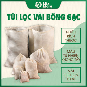 Túi lọc trà cà phê thảo dược thực phẩm đa năng vải cotton 100% dây rút dùng nhiều lần an toàn thực phẩm Mixmore