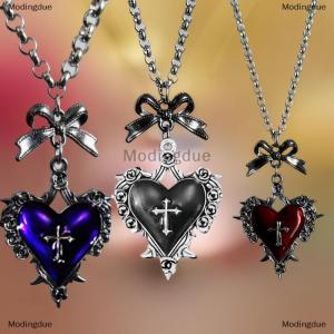 [COD] Modingdue Y2k Bow Cross Heart Necklace For Girls Gothic Jewelry Vintage Accessories Rose Goth Collares Chain For Women Man Punk Necklace