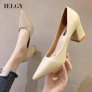 IELGY high heels korean style pointed toe chunky heel womens shoes
