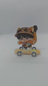 Love and Deepspace Caleb Acrylic Standee Chibi Rolling Skateboard Base Desk Display Collector Figure Cute Birthday Gift for Fans 1pc