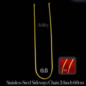 stainless necklace sideways chain 60cm for men real gold plated NON TARNISH