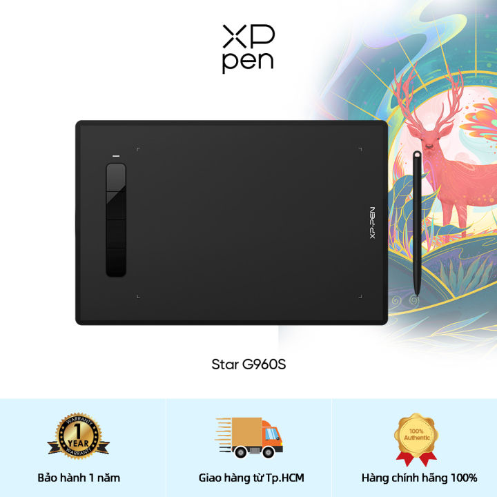 【XPPen】StarG960S Máy tính bảng vẽ đồ họa kỹ thuật số 9x6 inch Máy tính bảng bút vẽ với chức năng nghiêng 60 độ và hỗ trợ thiết bị Android 4 phím tắt Máy tính bảng bút kỹ thuật số siêu mỏng với lực nhấn 8192 cấp ​