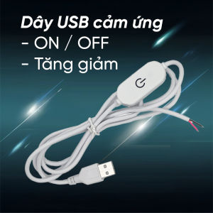 Dây nguồn USB trắng có phím cảm biến dimmer dùng làm nguồn đèn led cho trang trí decor làm quà lưu niệm