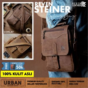 Tas Selempang Pria REVEN STEINER SLING BAG Slingbag Cowok Kulit Sapi 100% Distro Keren Murah Terbaru