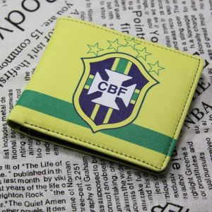 Embossed PU Leather HD Printed Bifold Wallet Football National Team Club Logo Portugal Argentina Brazil Coin Purse Fan Gift Card Holder