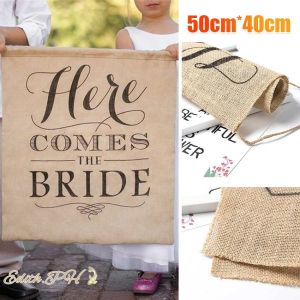 Jute Guide flag: here comes the bride banner European style Rustic Wedding decoration