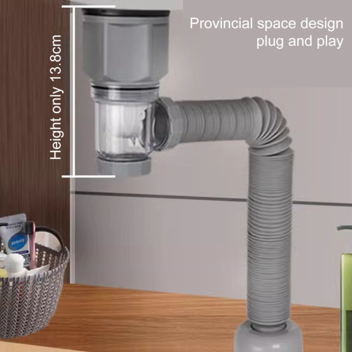 1Pc Kitchen Sink Drain Pipe Flexible Stretchable Deodorant Strainer
