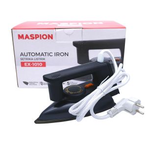 Setrika Baju Maspion MSP EX-1010 Setrika Gosokan Listrik 350 Watt Non-Stick Coating Sole Plate EX 1010 Black EX1010 Gosok Setrika Baju Hitam