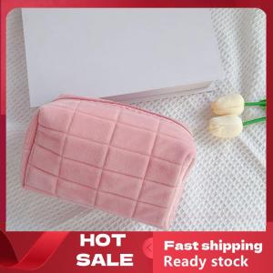 🚚【Local Express Delivery】🚚 Cute Fur Makeup Bag For Women Zipper Large Solid Color Cosmetic Bag Travel Make Up Toiletry Bag Washing Pouch Plush Pen Pouch
