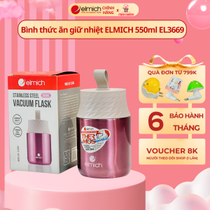 Bình giữ nhiệt inox 304 Elmich 550ml EL-3669 - Inox 304 giữ nhiệt chân không dùng đựng đồ ăn dặm nước cháo...