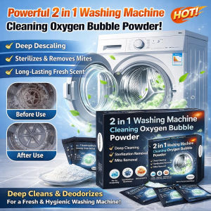 ✨⚡ Washing Machine Cleaner & Detergent: Antibacterial Anti-mite Deep Cleaning Natural Descaling Efficient Stain Removal Non-toxic Long-lasting Bacteria Inhibition - 2-in-1 Oxygen Bubble Powder