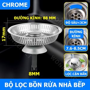 Phễu Thoát Nước Bồn Rửa Chén Lõi Nhảy Inox 304 - Giỏ Lọc Rác Chậu Rửa Bát Cao Cấp Chống Tắc Ngăn Mùi Hôi Tuyệt Đối Niêm Phong Kép Chống Rỉ Sét Cho Nhà Bếp