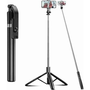 Tongsis Tripod Remote Bluetooth LED Flash Wireless Selfie Stick 3in1