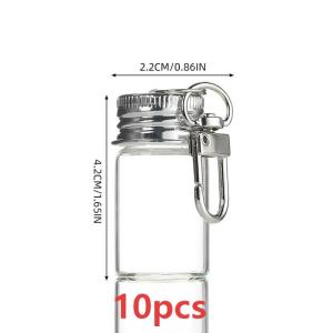 10pcs Drift Bottle Pendant Clear Empty Mini Wishing Glass Vial Glass Bottle Keychain