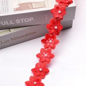 NOBLELUX Colorful Flower Organza Ribbon Double-layer 1 Yard Lace Trim Ribbon Garment Accessories Organza DIY Handmade Material Clothing Supplies