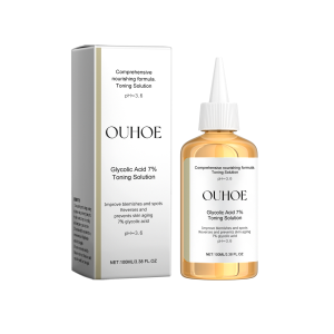 OUHOE Low-concentration glycolic acid hydrating toner that soothes exfoliation without drying refines pores evens out dullness and acne marks perfect for damp application as a serum