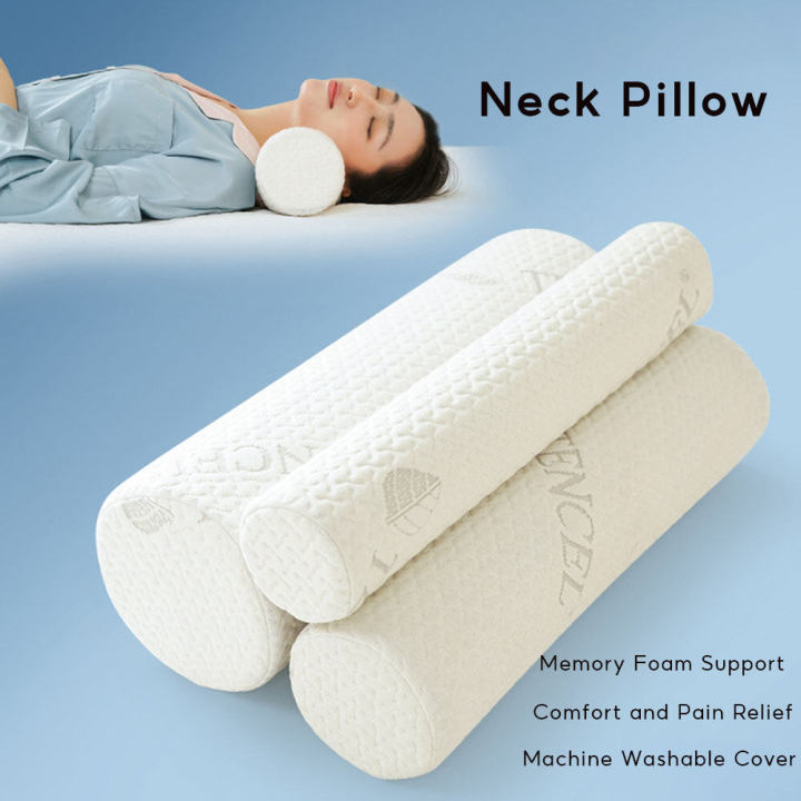 Ready Stock Cervical Neck Roll Pillow Washable Cover Memory Foam Cylinder Pillows for Spine Discomfort Yoga Bed Bolster Pillow Lazada