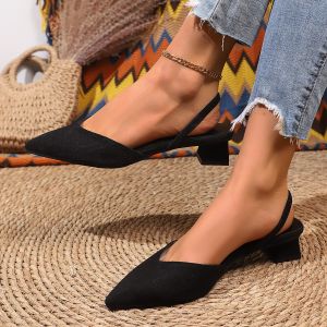[Free Shipping] High-Heeled Slippers 2026 Spring Collection Pointed-Toe Mid-Heel Outdoor Slippers For Women Plus-Size Closed-Toe Chunky-Heel Sandals
