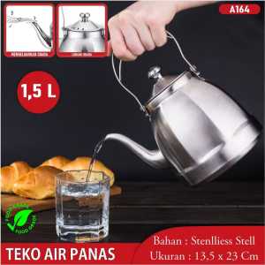 Teko Stainless Bulat Tea Pot Air Panas Eko Kettle Full Stainless Steel Tebal Masak Air Panas