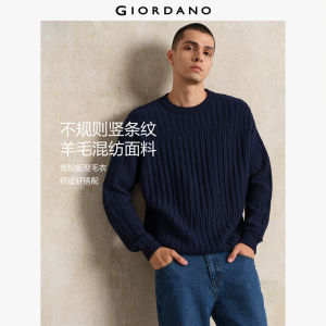 GIORDANO Men Sweaters Irregular Rib Texture Refined Sweaters Crewneck Fashionable Casual Loose Sweaters 18055821