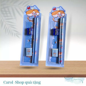 Combo 30 Bộ quà tặng bút chì thước tẩy và gọt bút cho bé quà tặng tốt nghiệp thiếu nhi