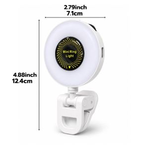Clip-on LED Selfie Ring Light / Dimmable Portable Fill Lamp / USB Rechargeable Mini Light / for Makeup Live Streaming & Mobile Photography