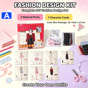Creative Girls DIY Fashion Design Kit 500 PCS Kids Art Craft Sewing Set for Dress Making Hand‑on Activity