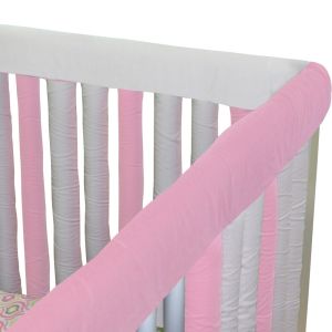 Wonder Bumpers - 1pc Reversible Organic Pink & White Teething Guard 30"x12"