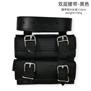 Black PU Leather Sword Scabbard Belt: 1/2-Layer Adjustable Prop for Anime/Knight Cosplay
