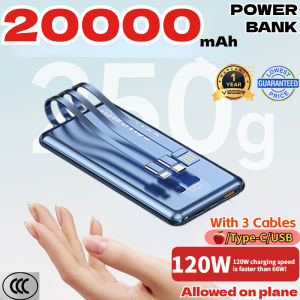 20000mAH Power Bank Fast Charging 66W 120W Built In Cable 120W Portable External Battery For Smart Phone