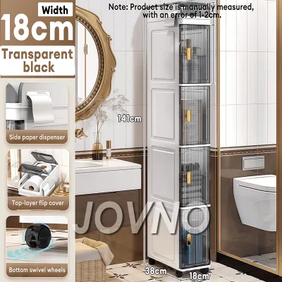 JOVNO Slim Gap Storage Cabinet with Wheels - Ultra Thin Rolling Organizer for Kitchen Bathroom Space Saving Shelf