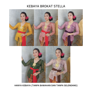 SudanBali Setelan Kebaya Brokat Stretch Stella dan Rok Kamen Songket Batik Free Selendang Pengantin Pesta Wisuda Modern