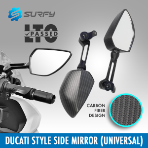 Ducati Side Mirror Carbon Fiber Design Adjustable LTO Passed Clear Lens Universal