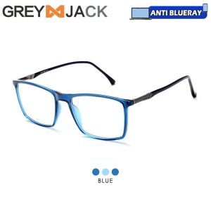 Grey Jack Kacamata Antiradiasi Blueray Model Kotak Simple Bahan Metal+TR90 Ringan Bisa Minus Anti Radiasi Bluecromic 72082