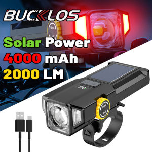 Đèn xe đạp 4000mAh 2000LM Thu phóng Đèn trước Xe đạp Năng lượng mặt trời Đèn LED nổi bật với COB Đèn bên màu đỏ Đèn đi xe đạp bền2026