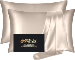Silk Pillowcase for Hair and Skin Mulberry Silk Pillow Cases Standard Size Anti Acne Cooling Sleep Both Sides Natural Silk Satin Pillow Covers with Hidden Zipper Gifts for Women Men Ash Blue