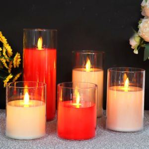 UNQIN อะคริลิค ไฟเทียน LED ไร้เปลวไฟ แบตเตอรี่ทำงานโดย การจำลองแบบจำลอง ทีไลท์ปลอม ของตกแต่งบ้าน กับเปลวไฟที่3D ไฟกลางคืนแสง โต๊ะกลางโต๊ะ