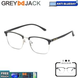 Grey Jack Kacamata Antiradiasi Blueray Komputer/Gadget/Laptop Design Kotak Elegant Metal+TR90 Terbaru Bisa Minus Antiradiasi/Blueray/Photocromic/Bluecromic 6327