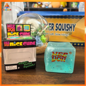 【NeeDoh Nice Cube Noctilucent】 Glow in The Dark!!Needoh Original Schylling NeeDoh Nice Cube Sensory Fidget Toy Neehdoh Ice Cube Squishy Toy Needoh Real Sensory Squeeze Toy with Super Solid Squish Stress Relief Anxiety Sensory Tool nee doh nice cube