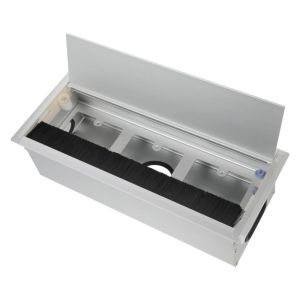 Box Steker Stop Kontak 3 Lubang Stop Kontak Meja Bahan Aluminium Grommet Box Flip Cover