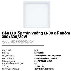 (Rạng Đông) Đèn LED ốp trần Đế nhôm Tản nhiệt tốt 15W 22W 30W Ánh sáng trắng 6500K LN08 LN09