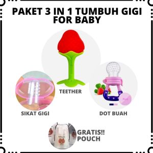 Baby Gift Set Paket Tumbuh Gigi Teether Dot Buah dan Peralatan Makan MPASI Bayi 6 Bulan ke Atas