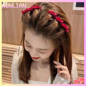 [KUNLIAN] Flocked Bangs Hair Clip Headwear Women Cute Barrettes Hairgrip Braided Hairpins Hair Accessories