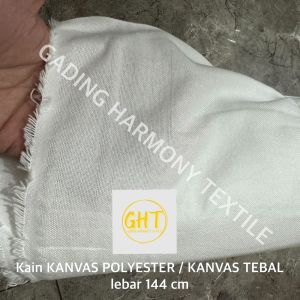 ( per setengah meter ) kain KANVAS POLYESTER lebar 144 cm heavy canvas tebal greige gray grey blacu belacu bahan print printing sublim sublime tas tote bag totebag pouch goodie bag souvenir tirai hordeng horden gorden dekorasi dekor